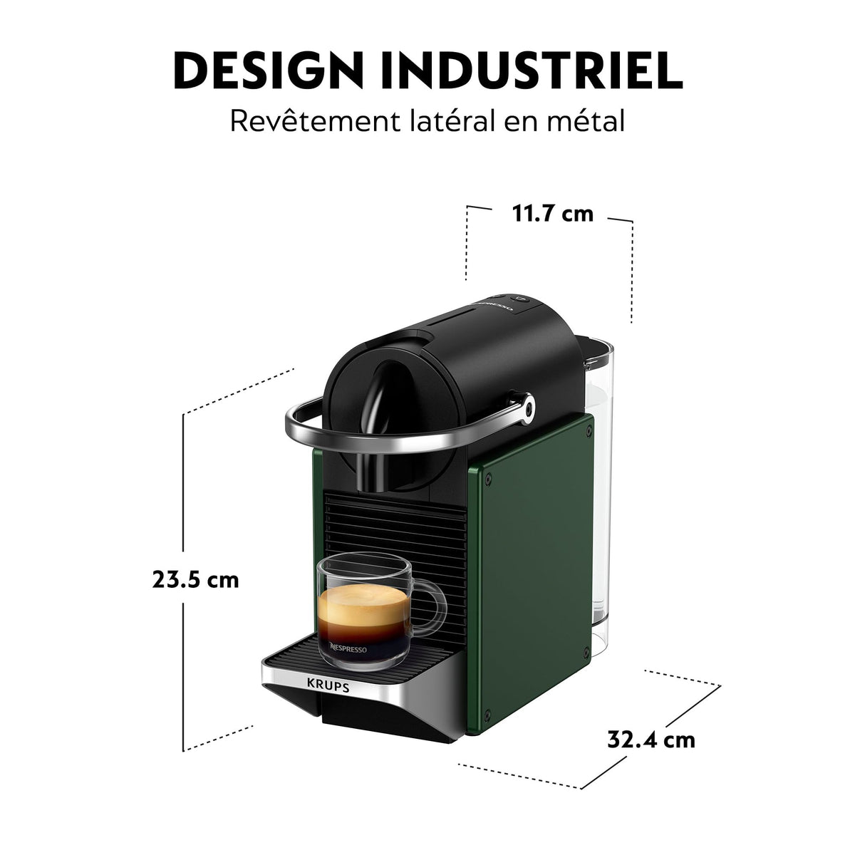 Machine à Café à Capsules Luxifa Style Industriel – Vert Foncé, Revêtement Métal