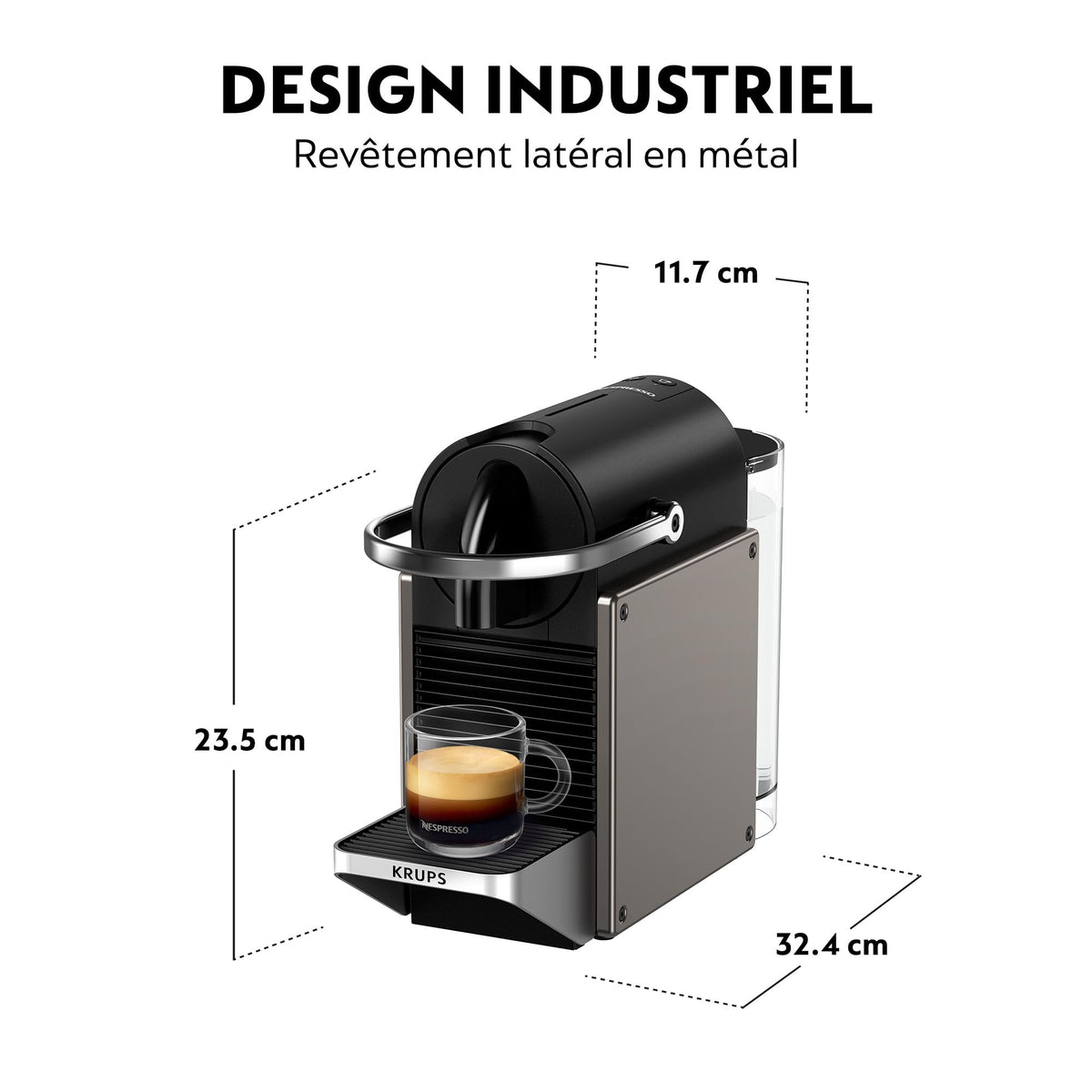Machine à Café à Capsules Luxifa Style Industriel – Titane, Revêtement Métal